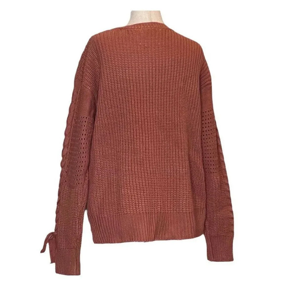 June & Hudson WOMENS Magenta Long Sleeve Round Neck Cable Knit Sweater Medium - Picture 5 of 8